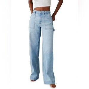 AE Dreamy Drape Stretch Super High-Waisted Baggy Wide-Leg Jean SZ 12 Short